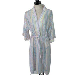 Dan Ellen Vintage Womens Robe Size Meduim Multicolor Striped Abstract Belt